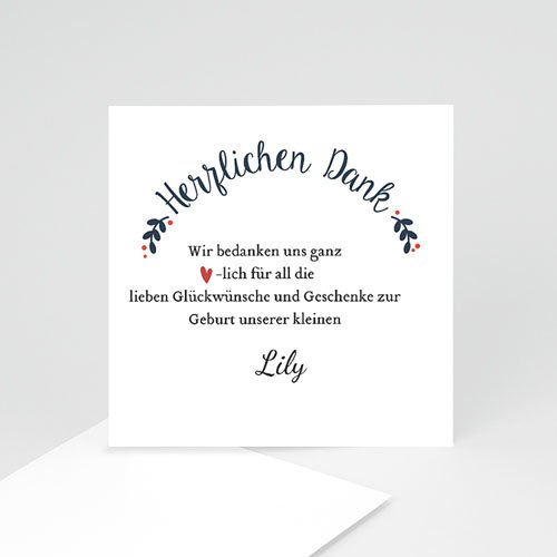 Dankeskarten Geburt Mädchen - Red Flowers 48235
