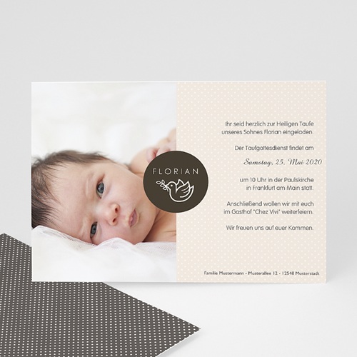 Einladungskarten Taufe Jungen - Täubchen 48260