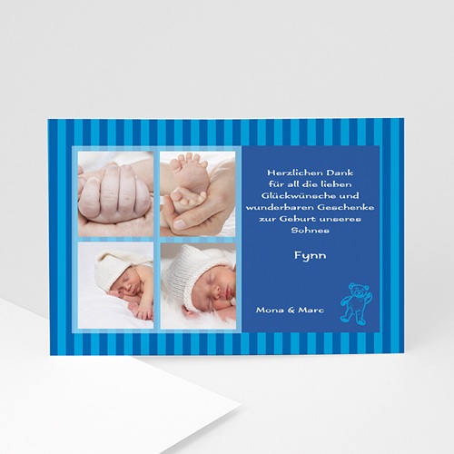 Dankeskarten Geburt Jungen - Teddybär 4886