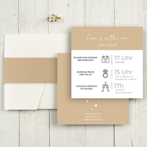 Hochzeitskarten Quadratisch - Natur 49593