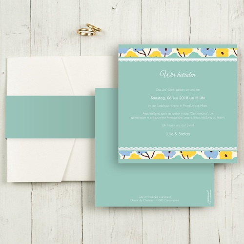 Hochzeitskarten Quadratisch - Blumendeko 50359