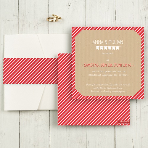 Hochzeitskarten Quadratisch - Gestreift 50371