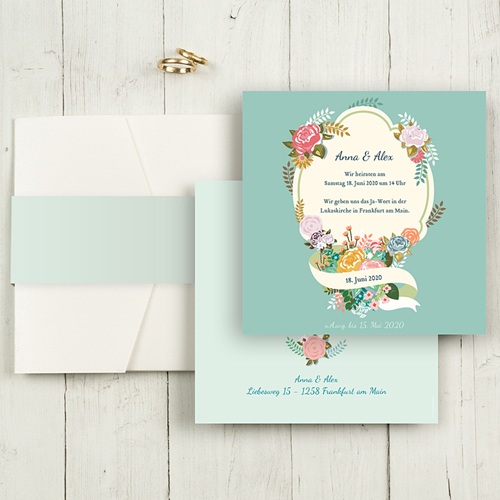 Hochzeitskarten Quadratisch - Vintage Romantik 50375