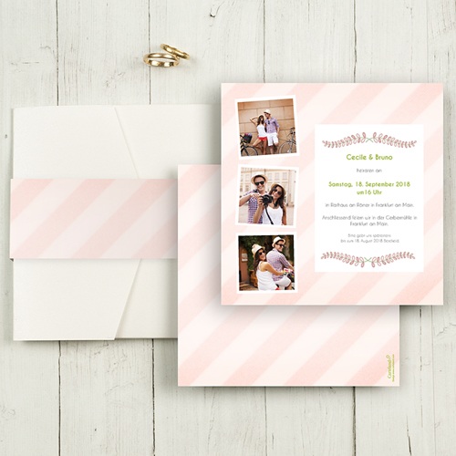 Hochzeitskarten Quadratisch - Streifendesign 50455