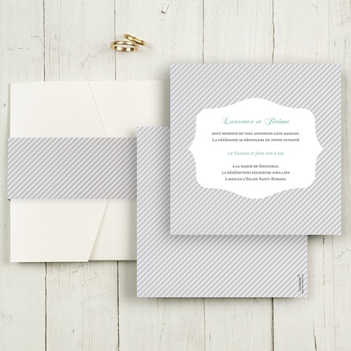 Hochzeitskarten Quadratisch - Schwarz-weiss gestreift 50491