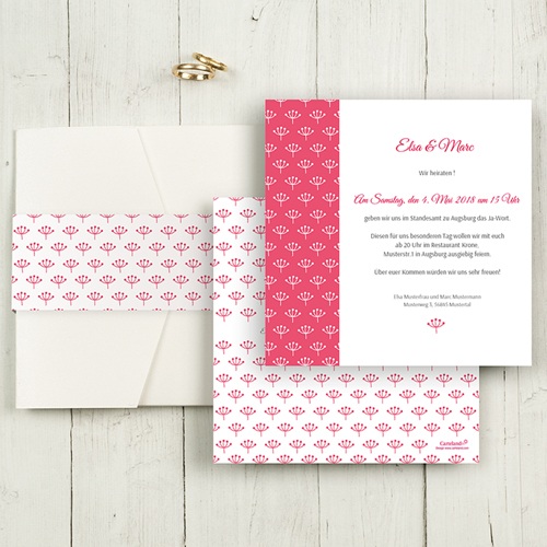 Hochzeitskarten Quadratisch - Himbeerfarben 50500