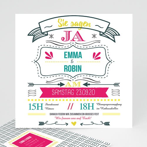 Hochzeitseinladungen modern - LetterPress 50588