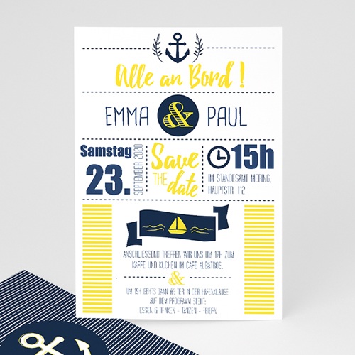 Hochzeitseinladungen modern - Marineblau 50627