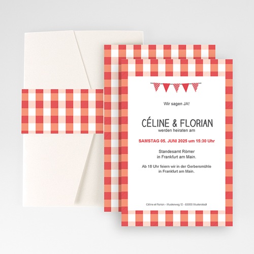 Hochzeitskarten Querformat - Ambiente Vichy 50927