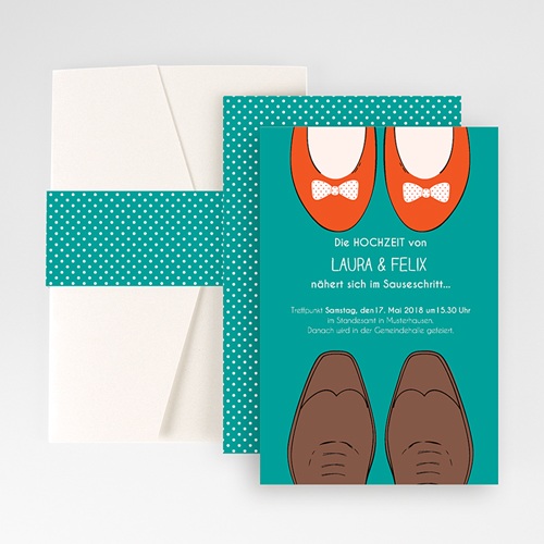 Hochzeitskarten Querformat - Retro Charme 50971