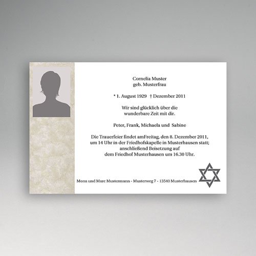Trauer Danksagung israelitisch - Herbst 5143