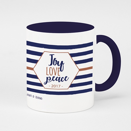 Zweifarbtasse - Joy Love Peace 51756