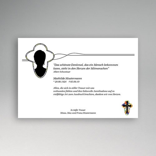 Trauer Danksagung christlich - Kreuz mit Foto 5199