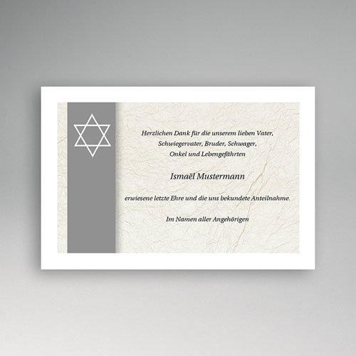 Trauer Danksagung israelitisch - David grau 5255