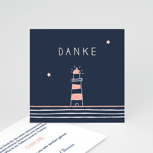 Dankeskarten Geburt Mädchen - Leuchtturm 53698