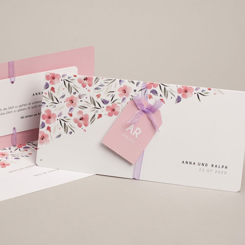 Einladungskarten Landhochzeit - Floral chic 53749