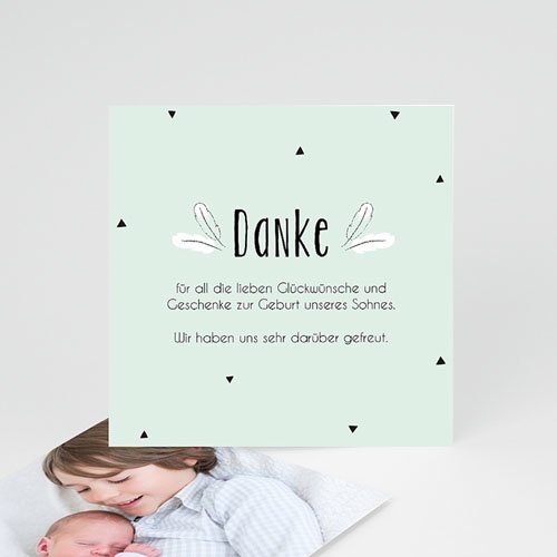 Dankeskarten Geburt Jungen - Pinguin blau 53913