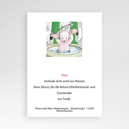 Dankeskarten Taufe Jungen - Taufbecken 5411