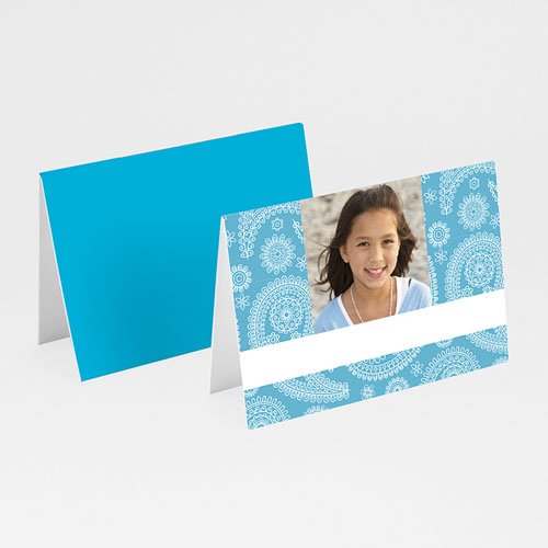 Tischkarten Kommunion - Ornament in blau 5759