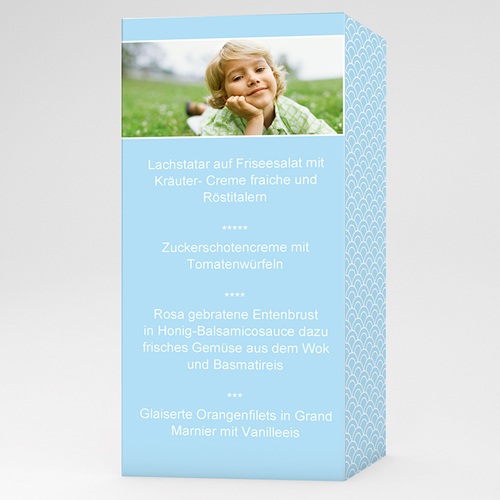 Menükarten Kommunion - Zartes Blau 6497