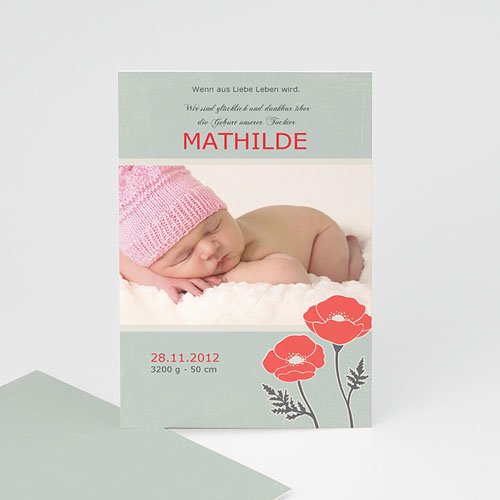 Geburtskarten für Mädchen - Roter Mohn 659