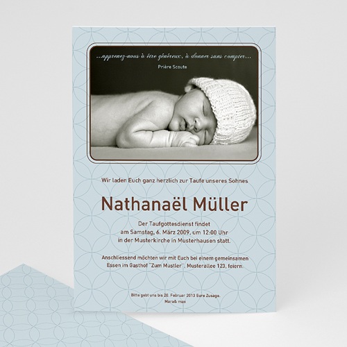 Einladungskarten Taufe Jungen - Baby 7283