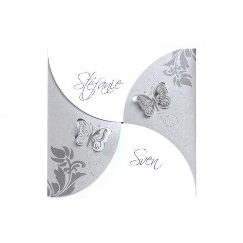 Hochzeitseinladungen traditionell - 2 Schmetterlinge 7541