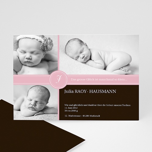 Geburtskarten für Mädchen - Pink s w 8278