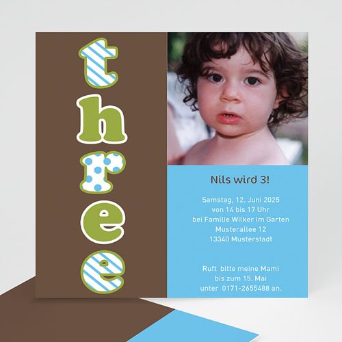 Geburtstagseinladungen Jungen - Three drei trois 8322