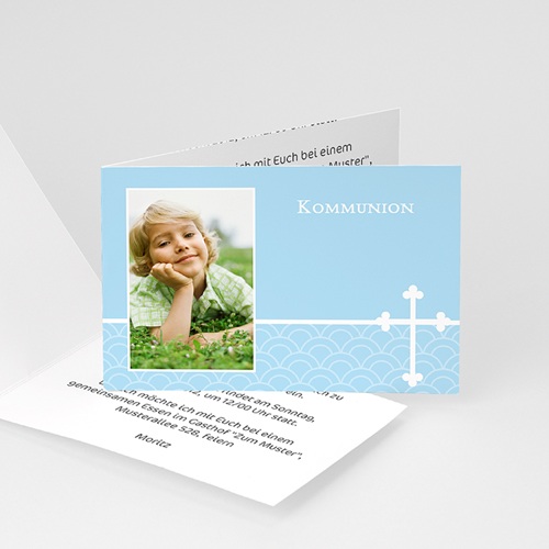 Einladungskarten Kommunion Jungen - Elegantes Kreuz 8404