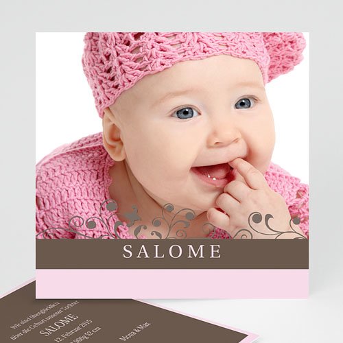 Geburtskarten für Mädchen - Marie - rosa und grau 8424