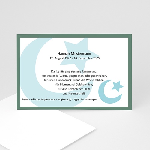 Trauer Danksagung muslimisch - Mond und Sichel 8464