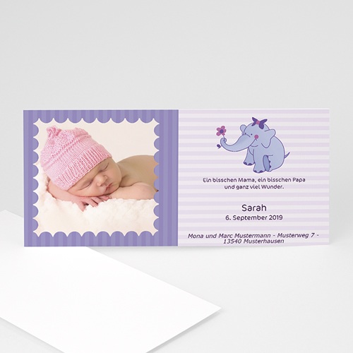 Geburtskarten für Mädchen - Elefantenbaby 8538
