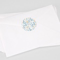 Aufkleber Kommunion Blau geblümter Hintergrund, 4,5 cm