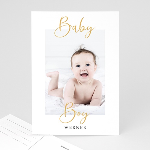 Geburtskarten Fur Jungen Postkarte Baby Boy Gold Kostenloser Probedruck Carteland