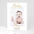 Geburtskarten für Jungen Postkarte, Baby Boy, Gold