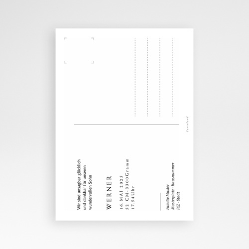 Geburtskarten Fur Jungen Postkarte Baby Boy Gold Kostenloser Probedruck Carteland