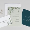 Hochzeitseinladungen Eucalyptus, floral, 3 in 1