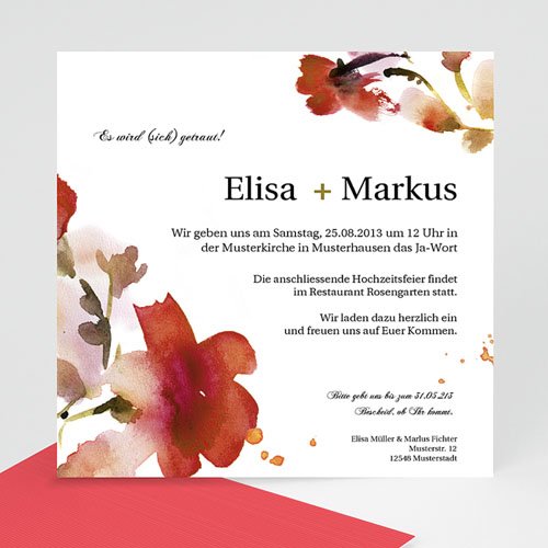 Hochzeitseinladungen modern - Aquarelle 9050