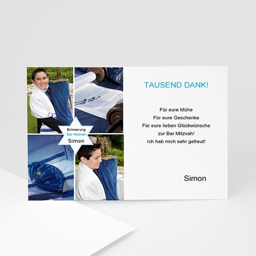 Dankeskarten Bar Mitzwah - Stern 906