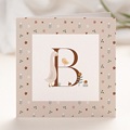 Geburtskarten für Mädchen Retro-Alphabet, Natur, Rosa beige