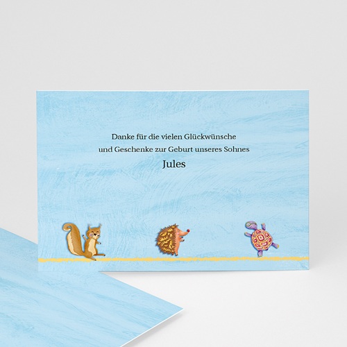 Dankeskarten Geburt Jungen - Tierfreunde 9304