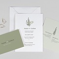 Rustikale Hochzeitseinladungen Neo Ländlich, 3 in 1, Salbei Grün