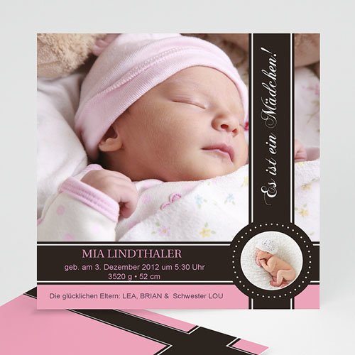 Geburtskarten für Mädchen - Lovely Princess Pink 952