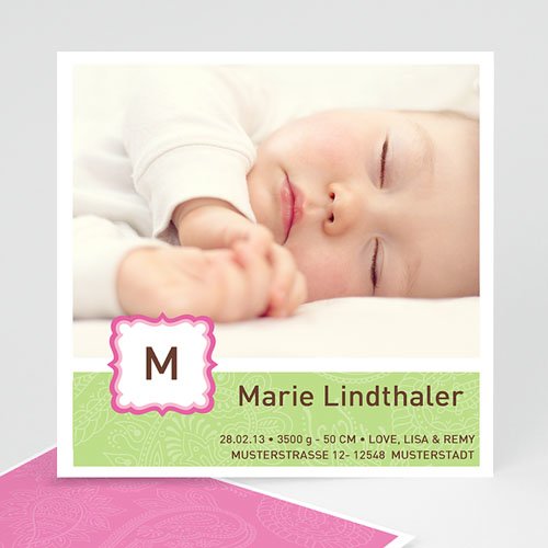 Geburtskarten für Mädchen - Geburtskarte Lilly 972