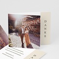 Dankeskarten Hochzeit Boho Olivenzweig beige, überstehende Klappkarte